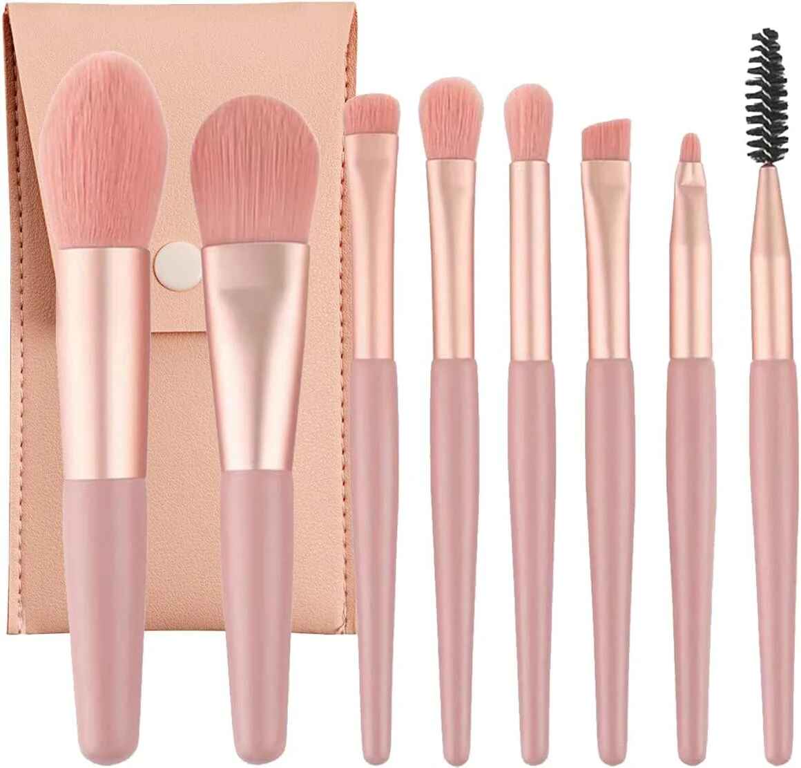 Blush Pink Makeup Brush Set with Snap Pouch